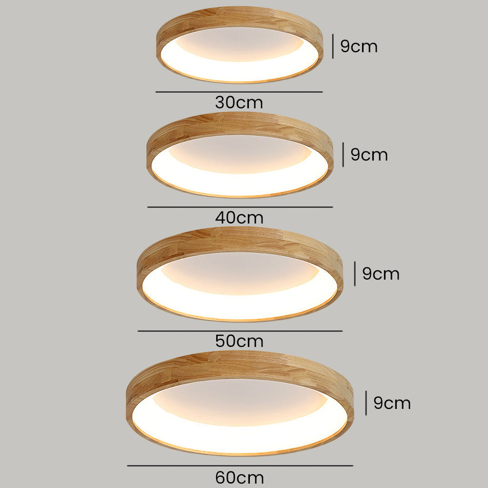 LED Deckenleuchte Holz Acryl Dimmbar 30/40/50/60cm