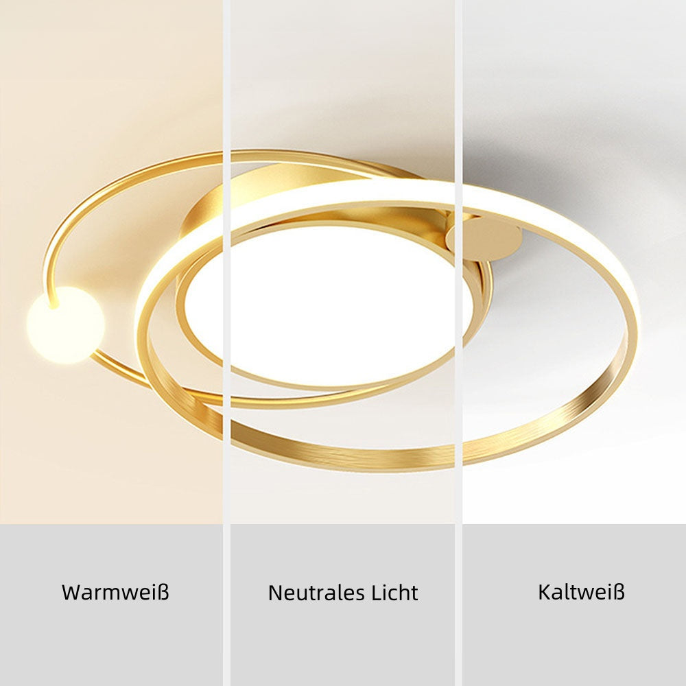 LED Deckenleuchte mit Eisen Außenring 50/62cm Wohnzimmer Dimmbar