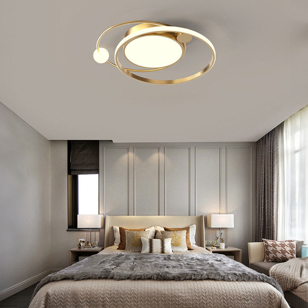LED Deckenleuchte mit Eisen Außenring 50/62cm Wohnzimmer Dimmbar