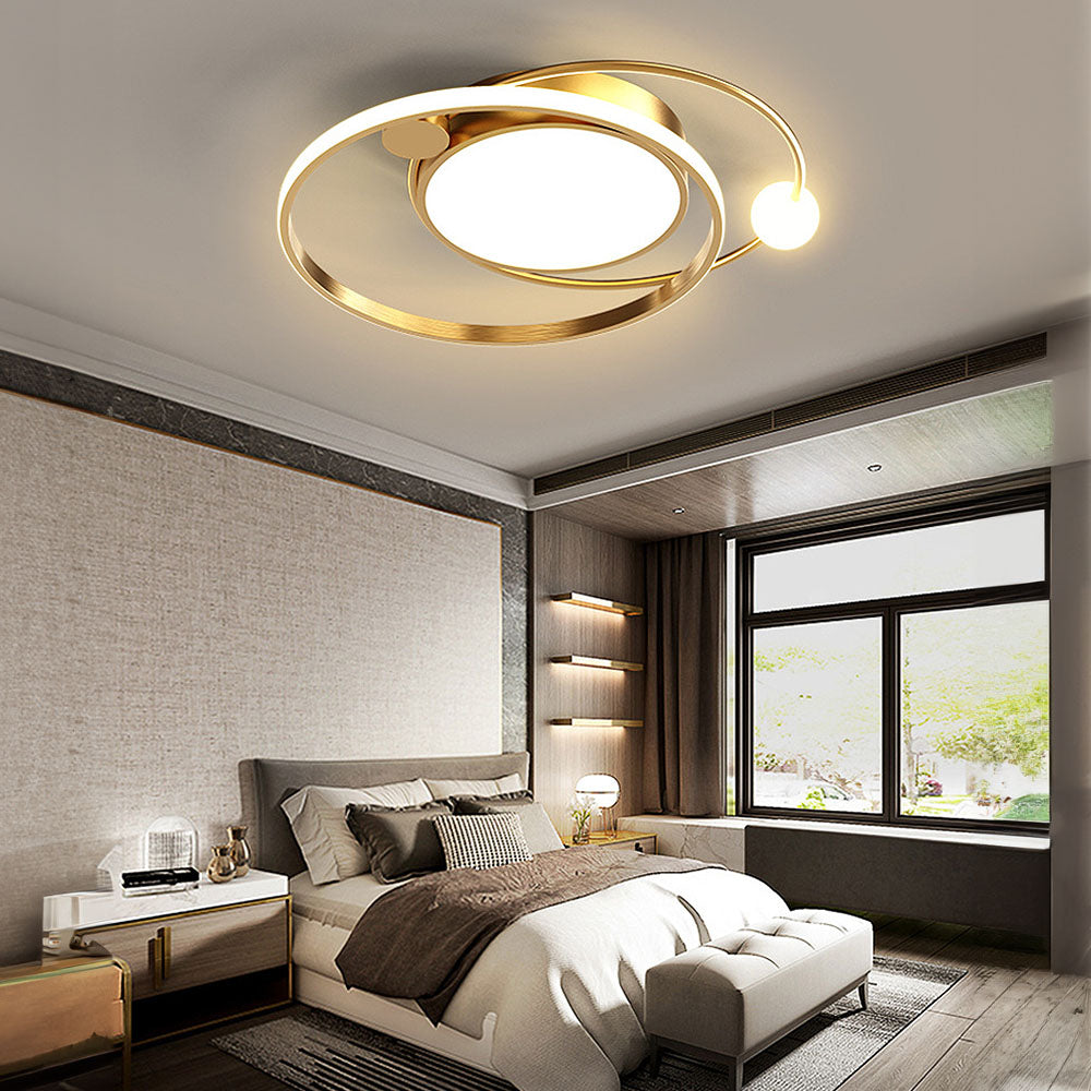 LED Deckenleuchte mit Eisen Außenring 50/62cm Wohnzimmer Dimmbar