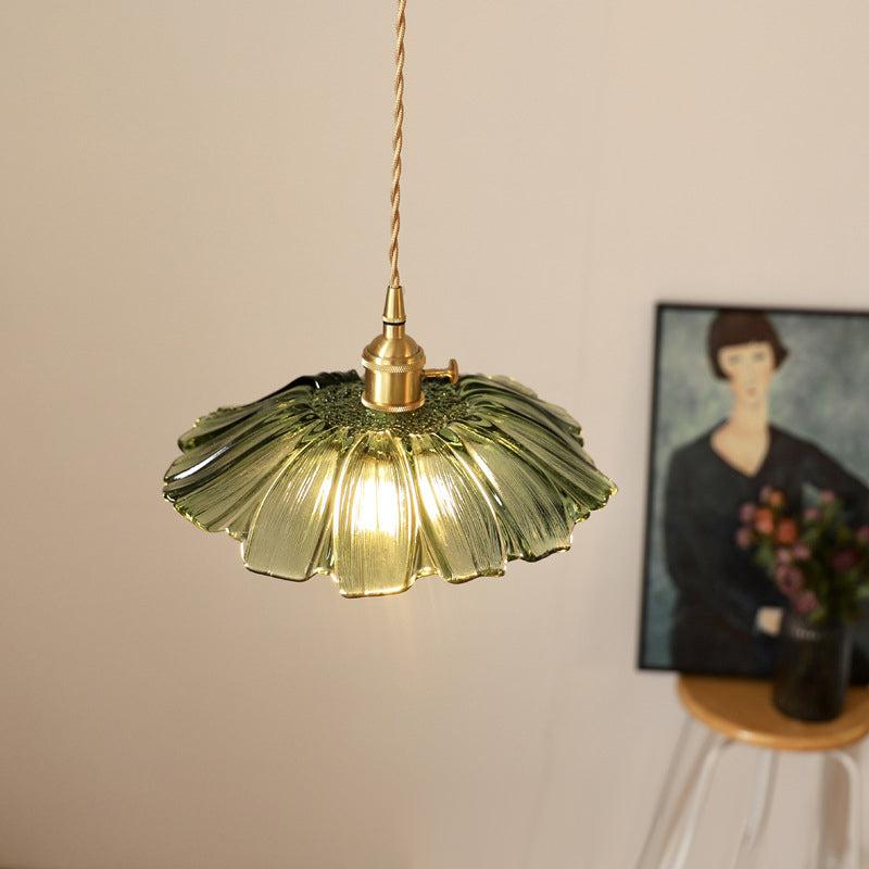 Blumen Pendelleuchte aus Glas 28 cm