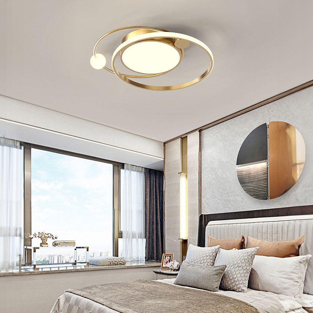 LED Deckenleuchte mit Eisen Außenring 50/62cm Wohnzimmer Dimmbar