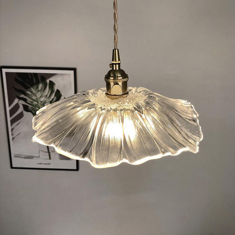 Blumen Pendelleuchte aus Glas 28 cm