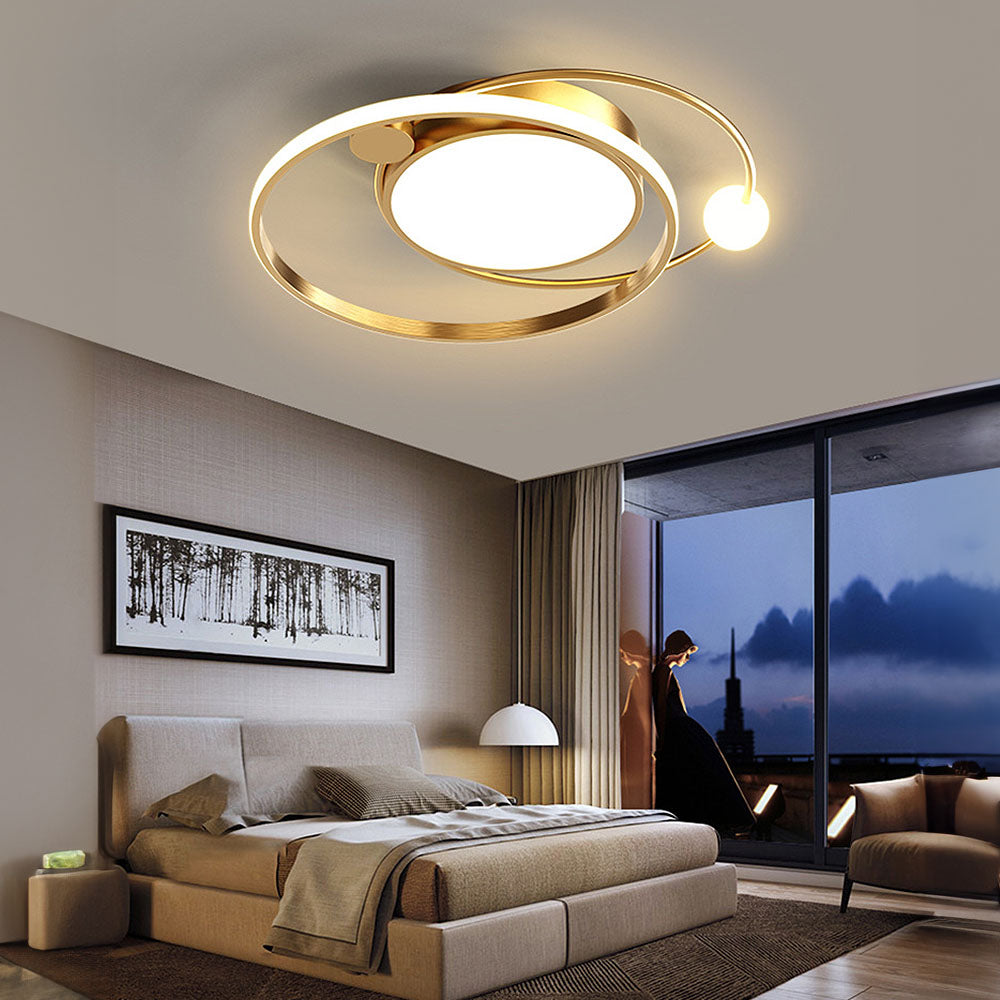 LED Deckenleuchte mit Eisen Außenring 50/62cm Wohnzimmer Dimmbar
