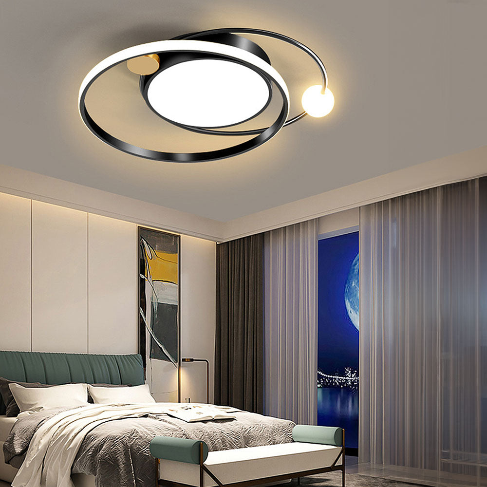 LED Deckenleuchte mit Eisen Außenring 50/62cm Wohnzimmer Dimmbar