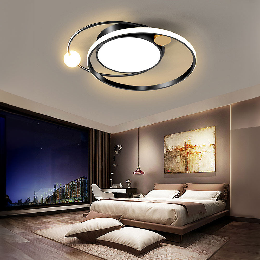 LED Deckenleuchte mit Eisen Außenring 50/62cm Wohnzimmer Dimmbar