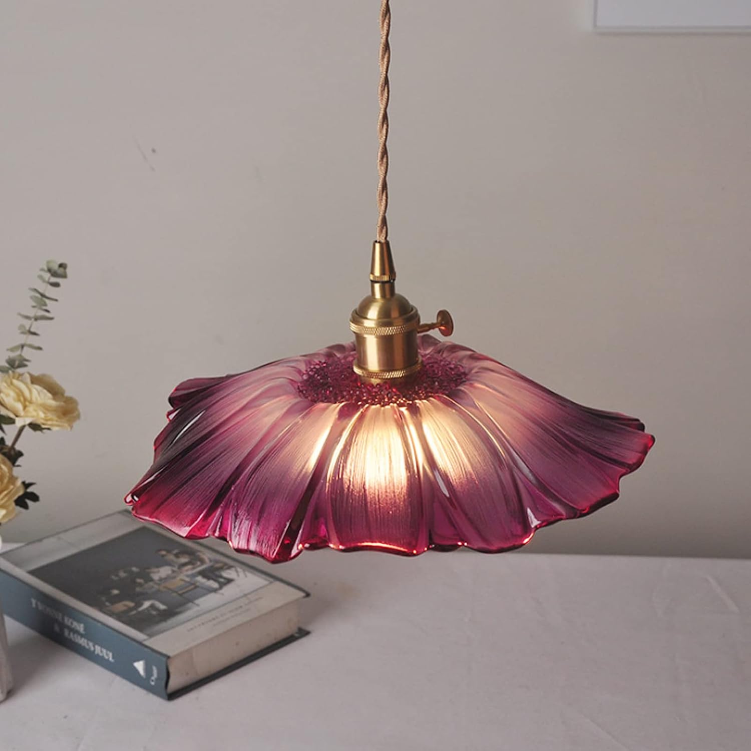 Blumen Pendelleuchte aus Glas 28 cm