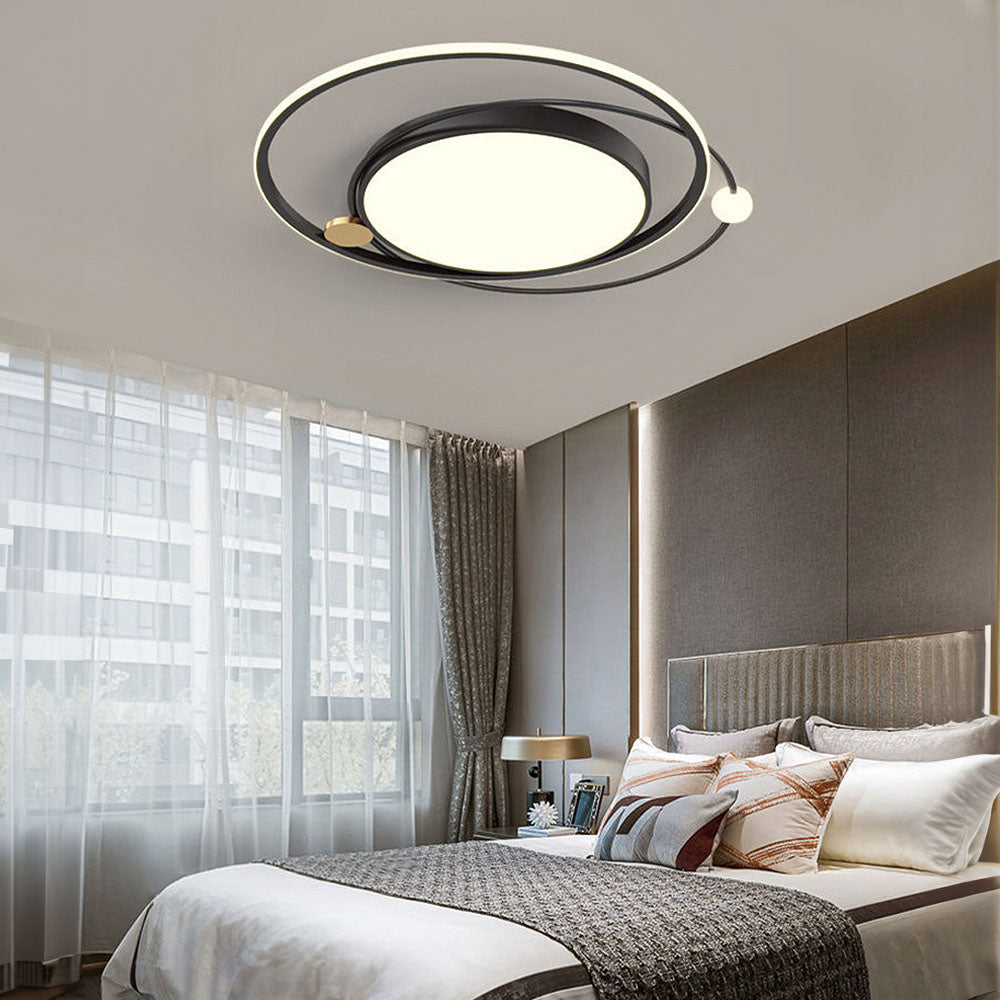 LED Deckenleuchte mit Eisen Außenring 50/62cm Wohnzimmer Dimmbar