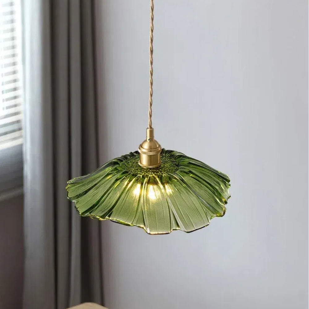 Blumen Pendelleuchte aus Glas 28 cm
