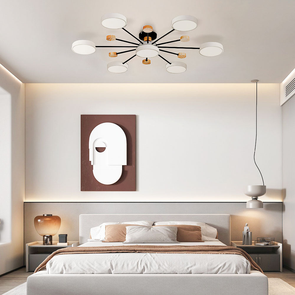 Deckenleuchte Holz 7 Lichter LED Wohnzimmer 95cm