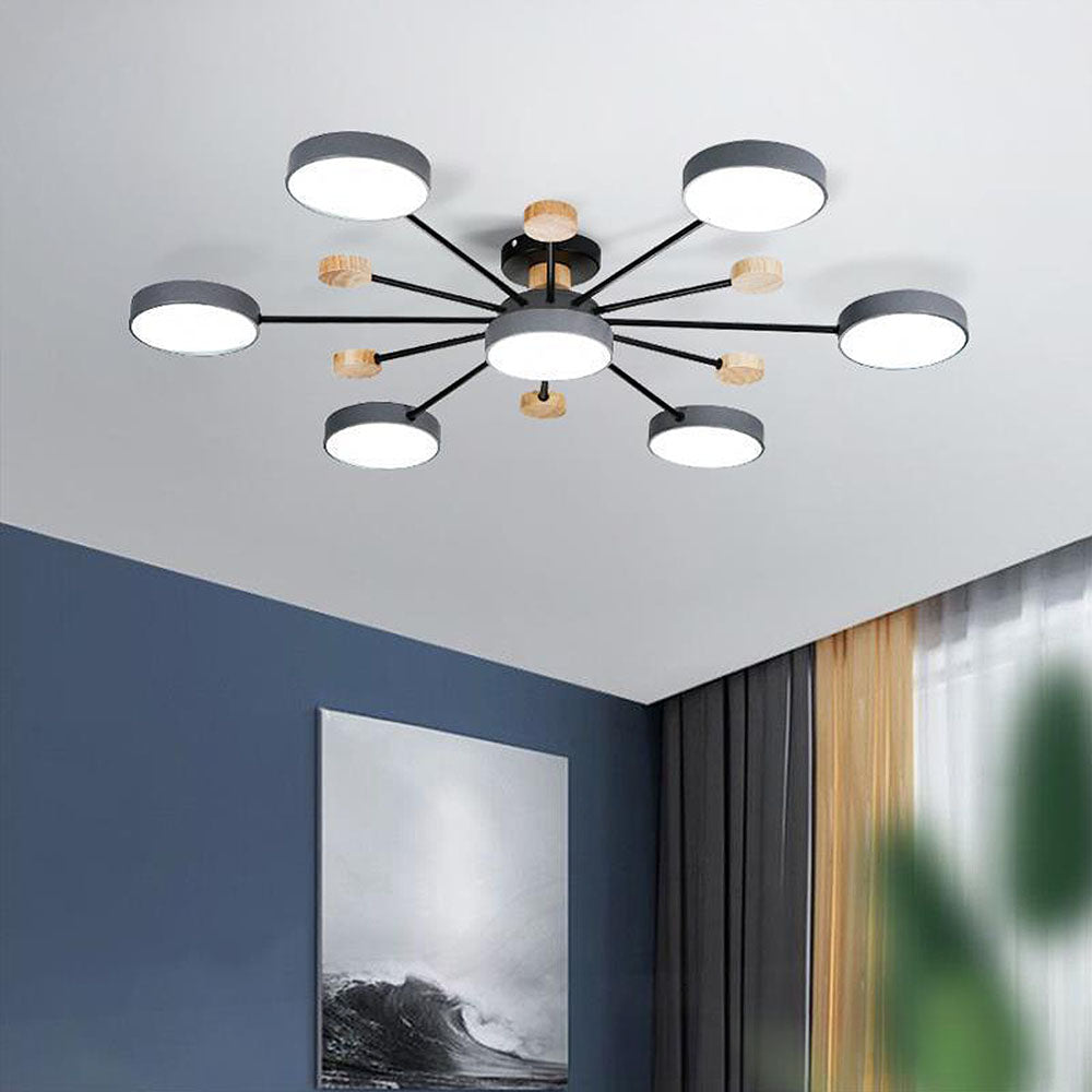 Deckenleuchte Holz 7 Lichter LED Wohnzimmer 95cm