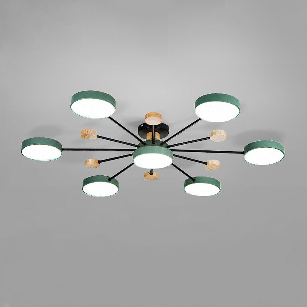 Deckenleuchte Holz 7 Lichter LED Wohnzimmer 95cm