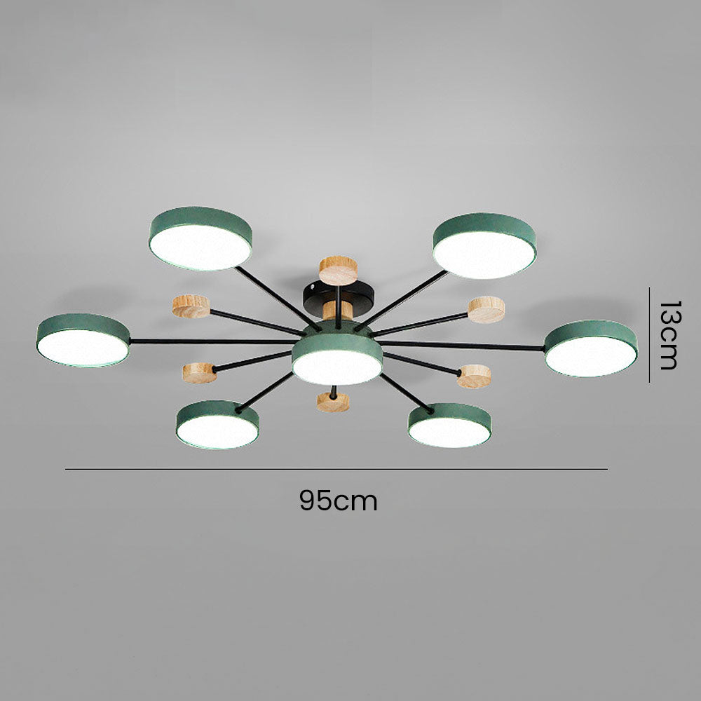 Deckenleuchte Holz 7 Lichter LED Wohnzimmer 95cm