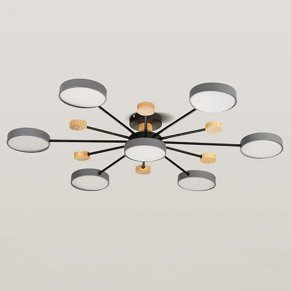 Deckenleuchte Holz 7 Lichter LED Wohnzimmer 95cm