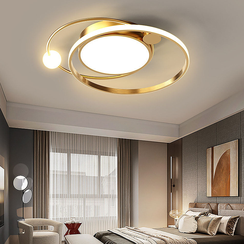 LED Deckenleuchte mit Eisen Außenring 50/62cm Wohnzimmer Dimmbar
