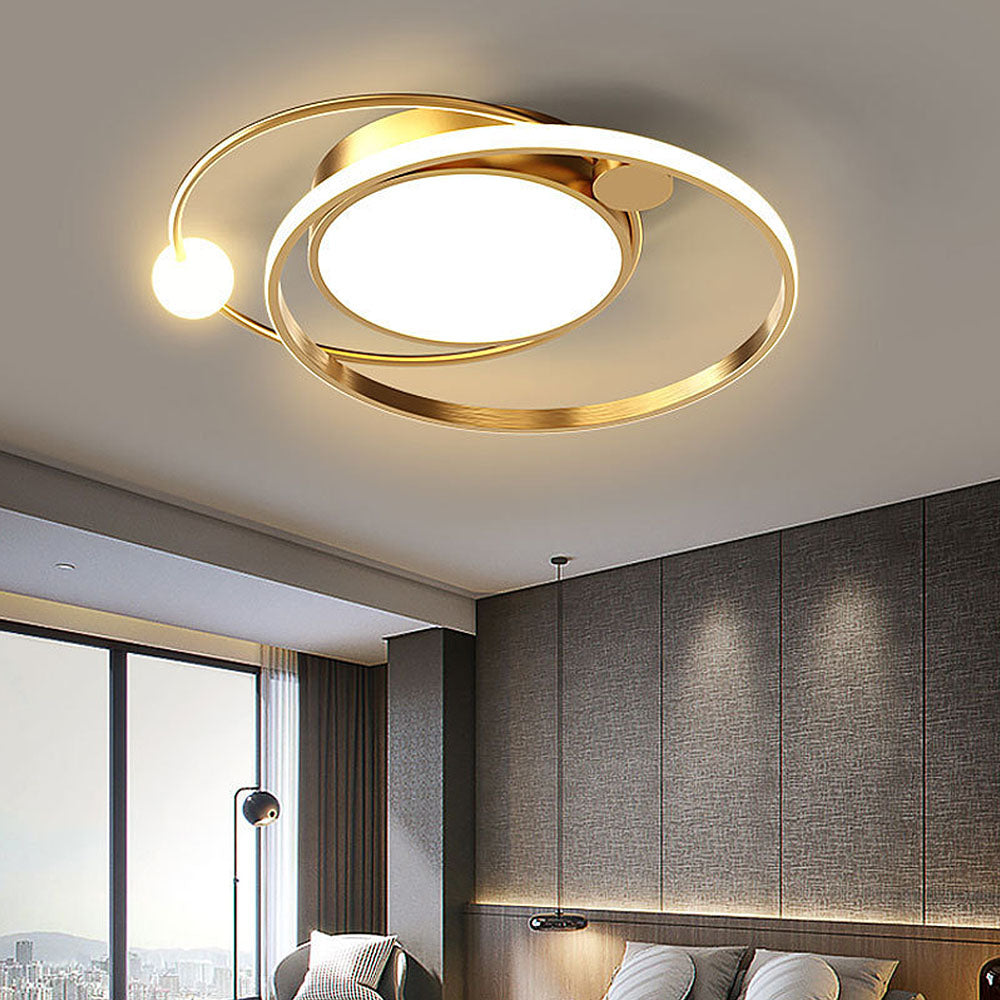 LED Deckenleuchte mit Eisen Außenring 50/62cm Wohnzimmer Dimmbar