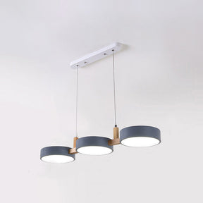 Nordische LED Pendelleuchte Dimmbar Eisen und Holz 77cm