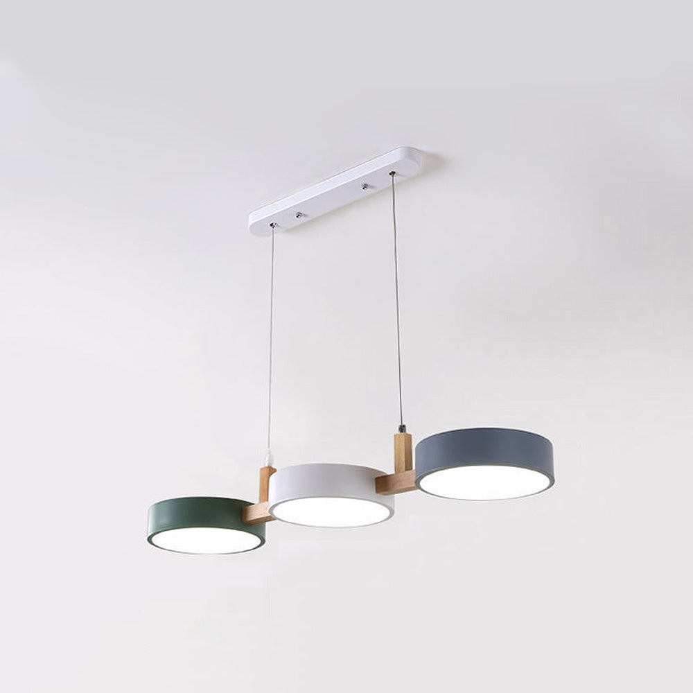 Nordische LED Pendelleuchte Dimmbar Eisen und Holz 77cm