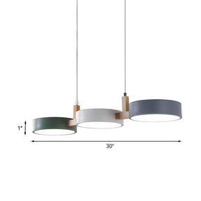 Nordische LED Pendelleuchte Dimmbar Eisen und Holz 77cm