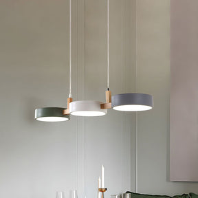 Nordische LED Pendelleuchte Dimmbar Eisen und Holz 77cm