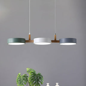 Nordische LED Pendelleuchte Dimmbar Eisen und Holz 77cm