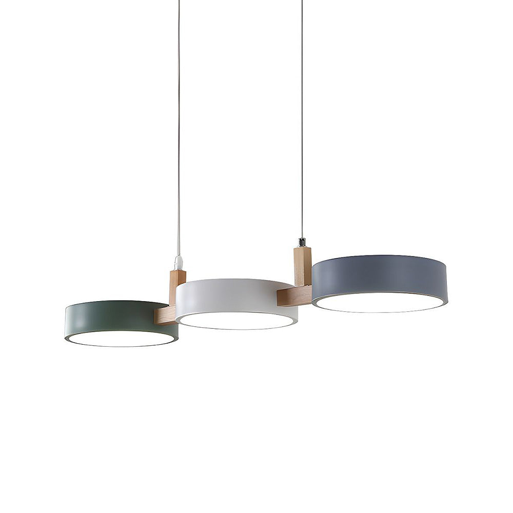 Nordische LED Pendelleuchte Dimmbar Eisen und Holz 77cm