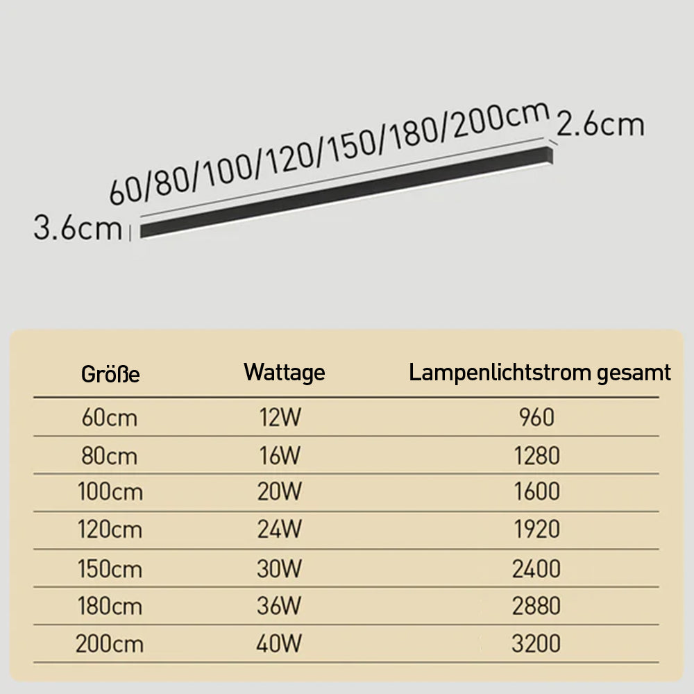 LED Langleiste Deckenleuchte Acryl 60/80/100/120/150/180/200cm