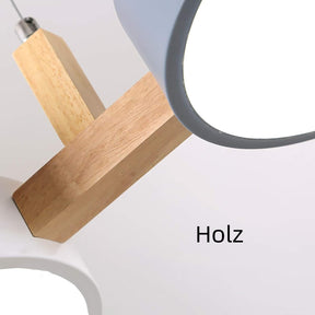 Nordische LED Pendelleuchte Dimmbar Eisen und Holz 77cm
