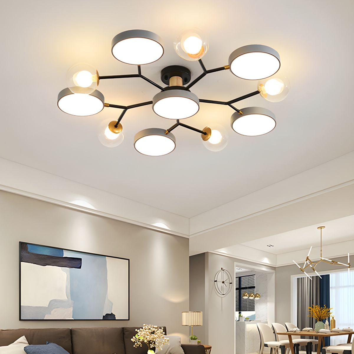 Kreativer LED-Deckenleuchter mit 6+5 Leuchten für das Wohnzimmer