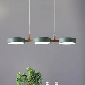Nordische LED Pendelleuchte Dimmbar Eisen und Holz 77cm