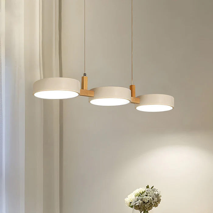 Nordische LED Pendelleuchte Dimmbar Eisen und Holz 77cm
