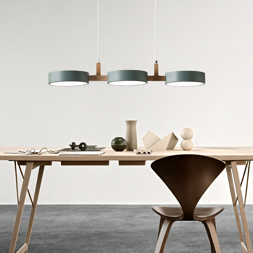 Nordische LED Pendelleuchte Dimmbar Eisen und Holz 77cm