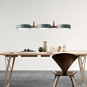 Nordische LED Pendelleuchte Dimmbar Eisen und Holz 77cm