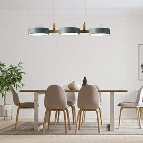 Nordische LED Pendelleuchte Dimmbar Eisen und Holz 77cm