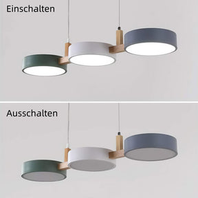 Nordische LED Pendelleuchte Dimmbar Eisen und Holz 77cm