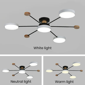 Deckenleuchte 4 Lichter Holz LED Wohnzimmer 80cm