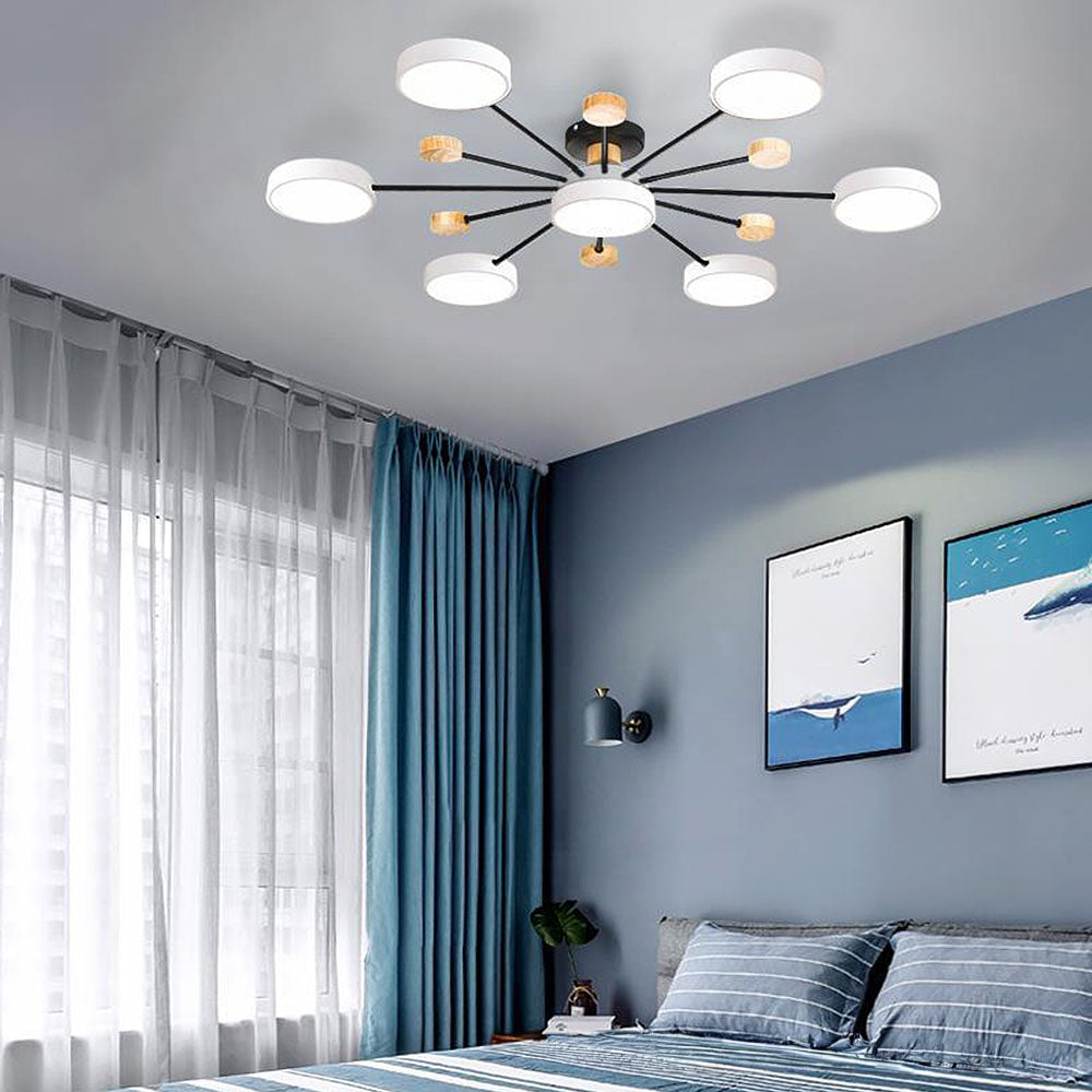 Deckenleuchte Holz 7 Lichter LED Wohnzimmer 95cm