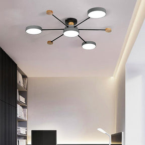 Deckenleuchte 4 Lichter Holz LED Wohnzimmer 80cm