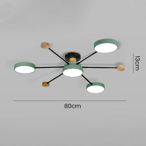 Deckenleuchte 4 Lichter Holz LED Wohnzimmer 80cm